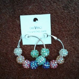 NIB.  Sparkly beaded hoop earrings